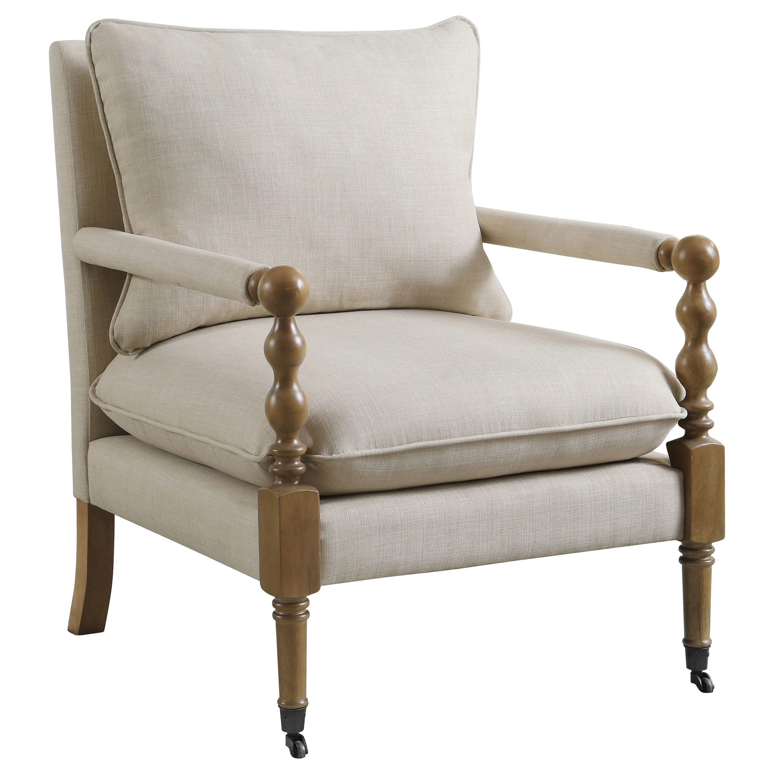 Dempsy - Upholstered Accent Chair With Casters - Beige - Image 8