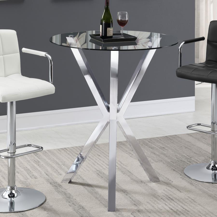 Denali - Round Glass Top Bistro Bar Table - Chrome - Image 2