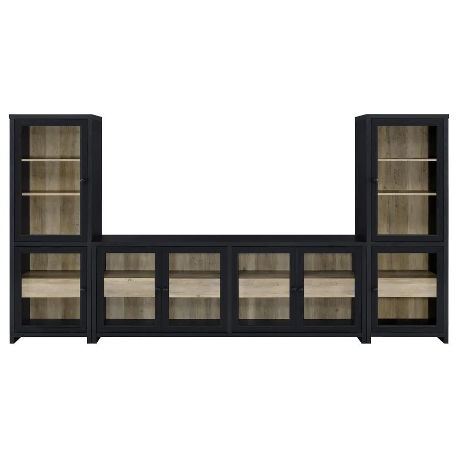 Denison - 3 Piece Entertainment Center 79" TV Stand - Black - Image 2