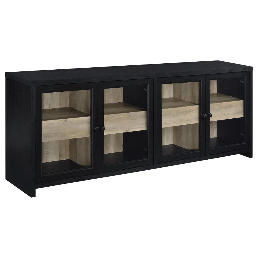 Denison - 3 Piece Entertainment Center 79" TV Stand - Black - Image 3