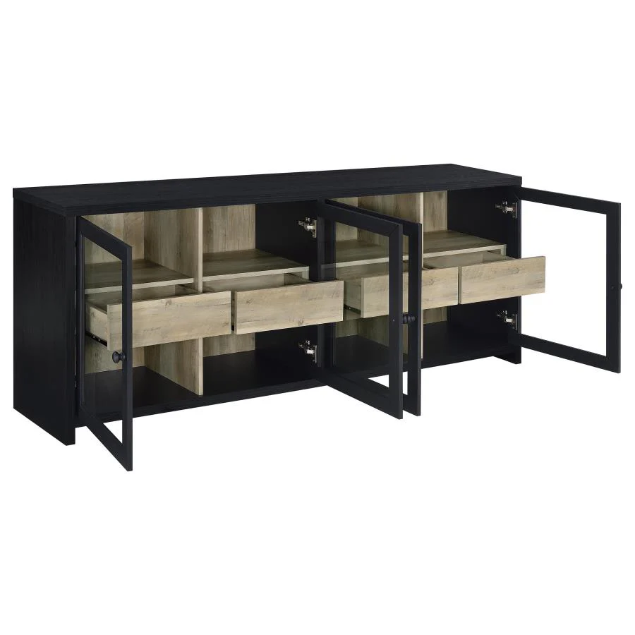 Denison - 3 Piece Entertainment Center 79" TV Stand - Black - Image 4