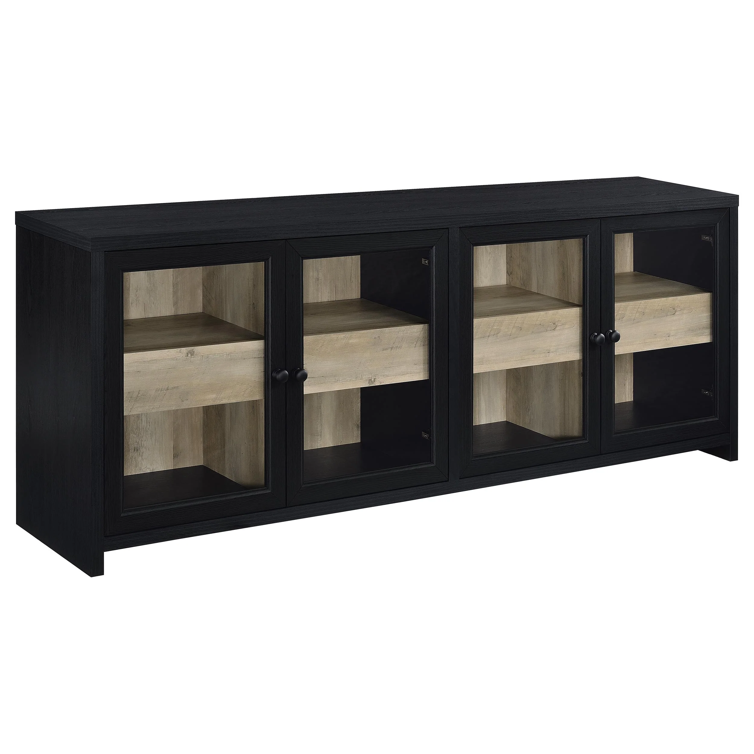 Denison - 79" 4-Door TV Stand Media Console - Black - Image 13