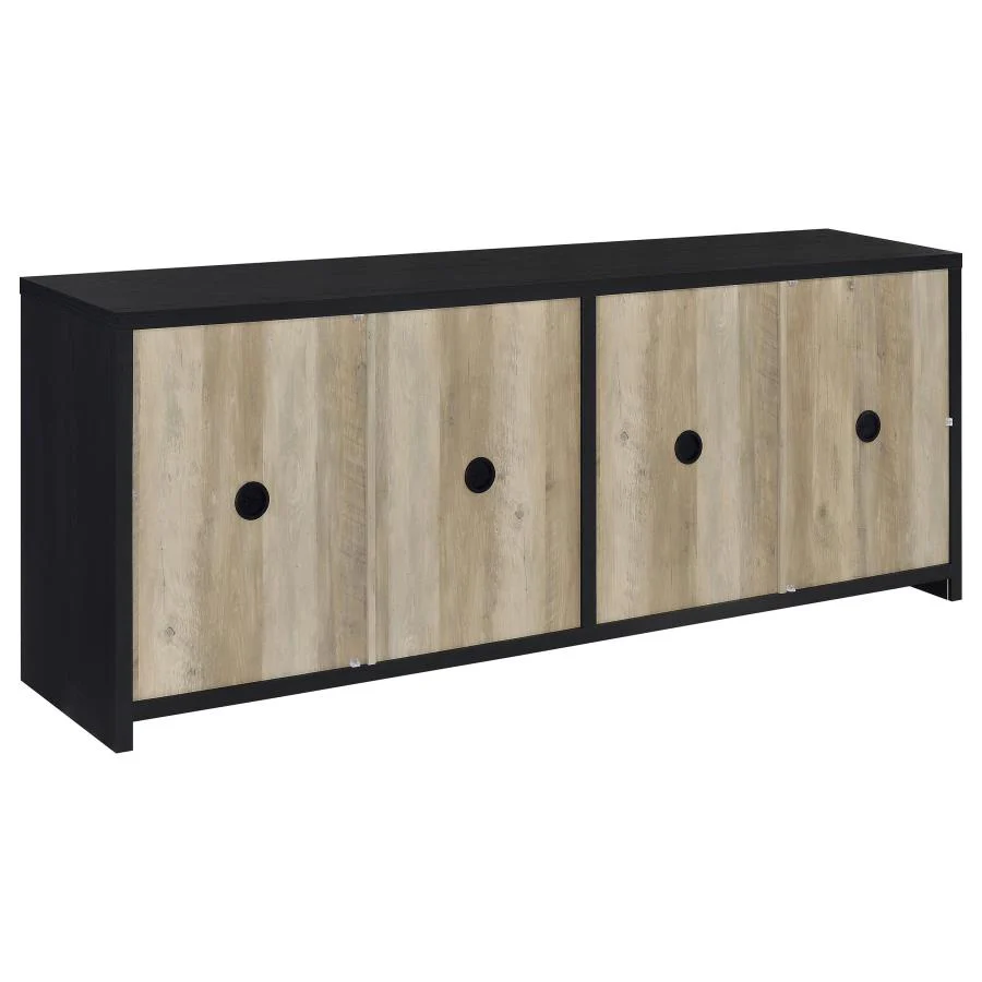 Denison - 79" 4-Door TV Stand Media Console - Black - Image 7