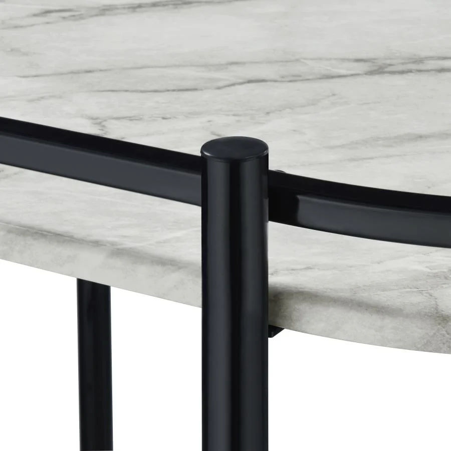 Desiree - 2-Tier Faux Marble Shelf Metal Bar Cart - Image 10