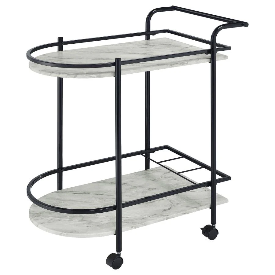 Desiree - 2-Tier Faux Marble Shelf Metal Bar Cart - Image 4