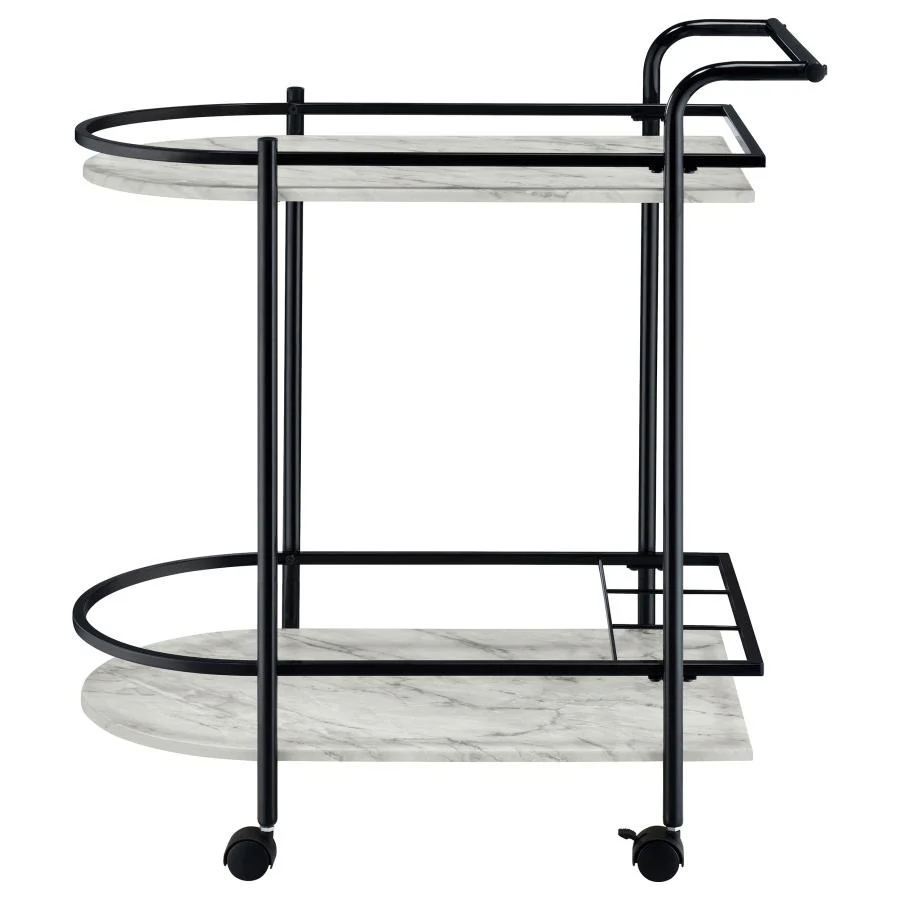 Desiree - 2-Tier Faux Marble Shelf Metal Bar Cart - Image 5