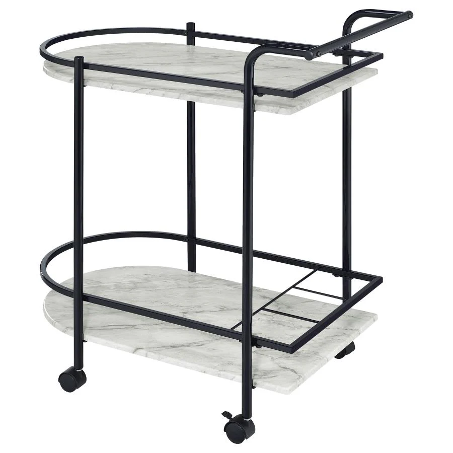 Desiree - 2-Tier Faux Marble Shelf Metal Bar Cart - Image 6