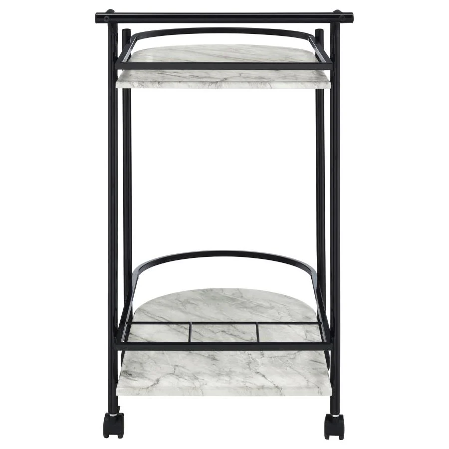 Desiree - 2-Tier Faux Marble Shelf Metal Bar Cart - Image 7