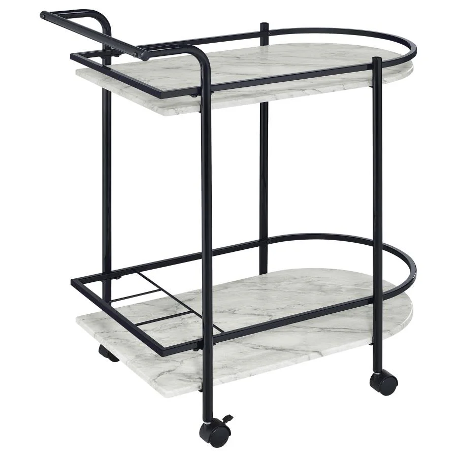 Desiree - 2-Tier Faux Marble Shelf Metal Bar Cart - Image 8
