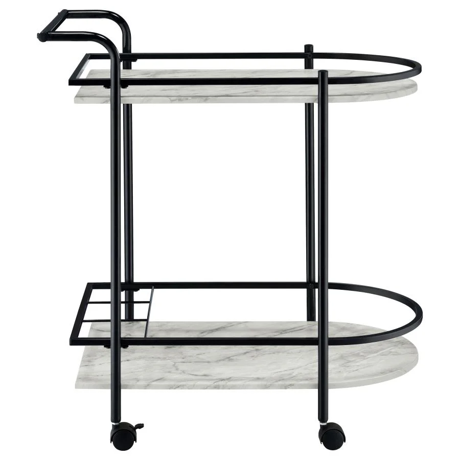 Desiree - 2-Tier Faux Marble Shelf Metal Bar Cart - Image 9