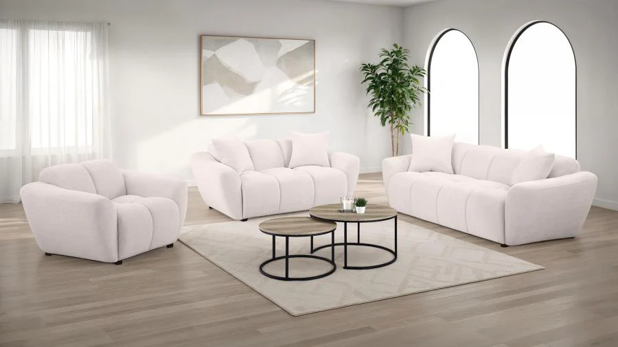 Destino - Chenille Splayed Arm Sofa Set