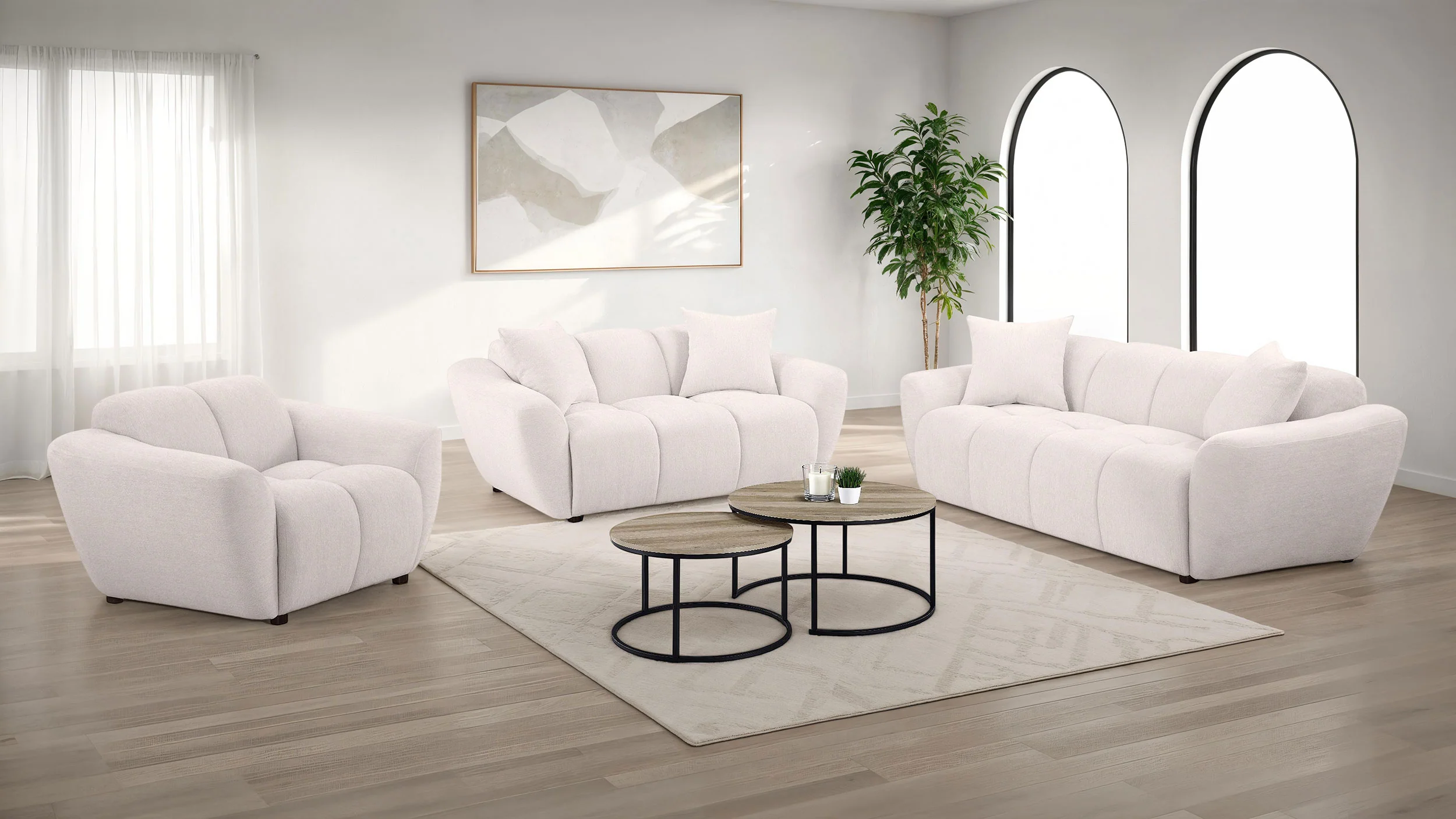 Destino - Chenille Splayed Arm Sofa Set - Image 22