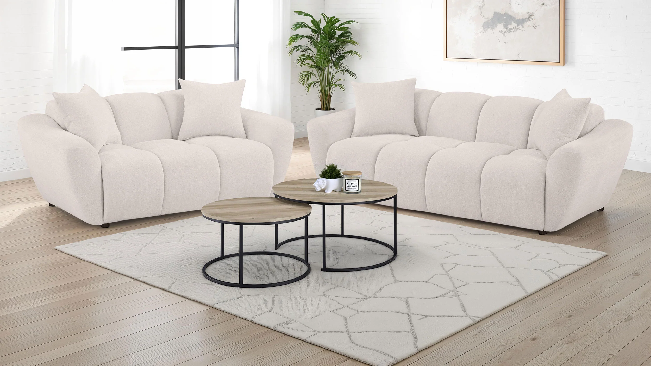 Destino - Chenille Splayed Arm Sofa Set - Image 23