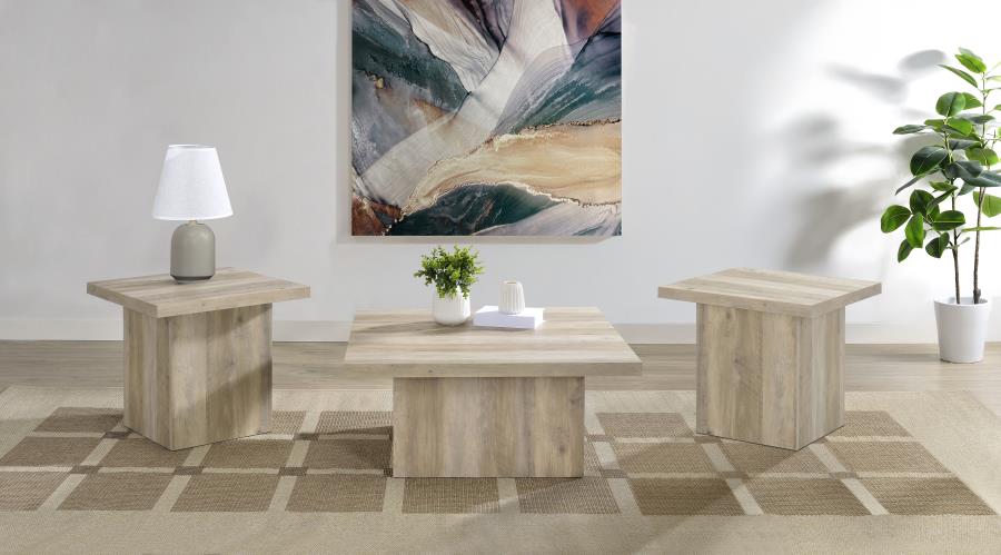 Devar - Square Coffee End Table Set - Distressed Pine - Image 2