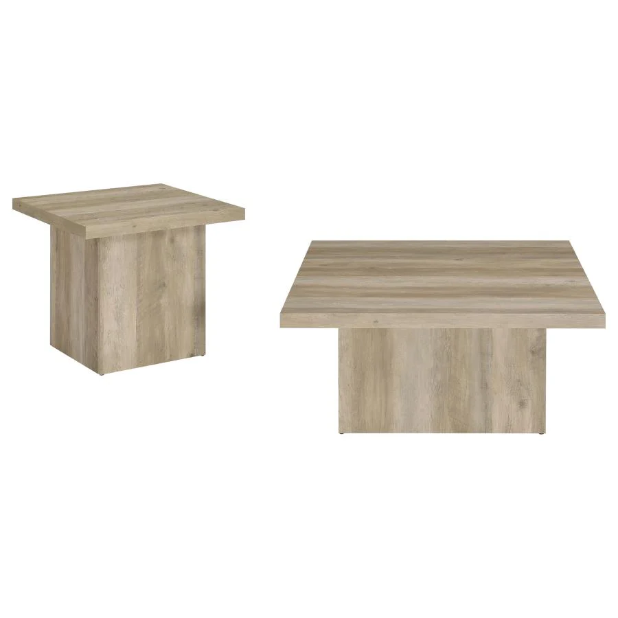 Devar - Square Coffee End Table Set - Distressed Pine - Image 3