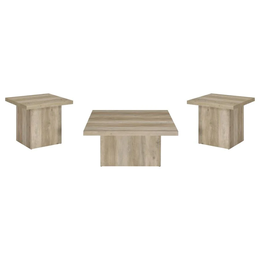 Devar - Square Coffee End Table Set - Distressed Pine - Image 4