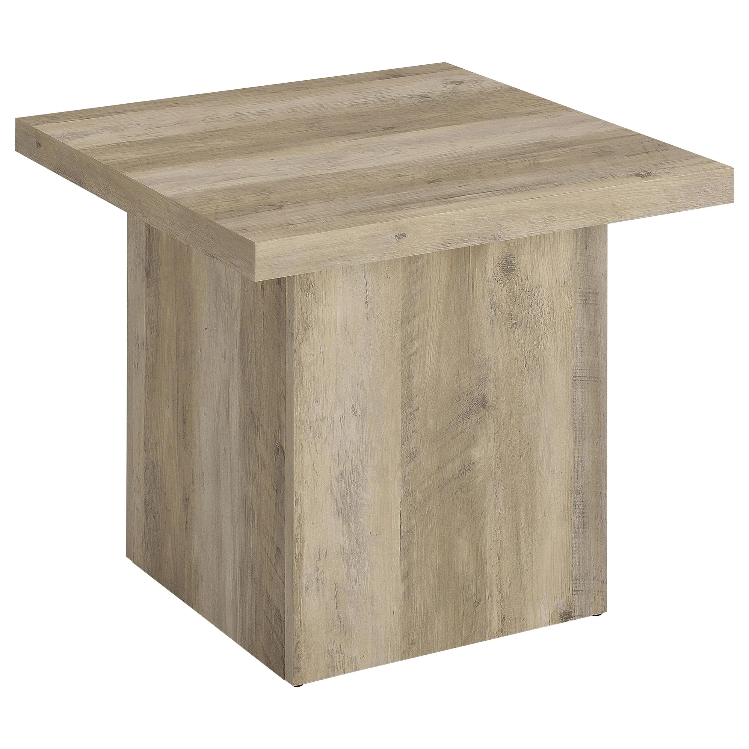 Devar - Square Engineered Wood End Table - Distressed Pine - Image 10