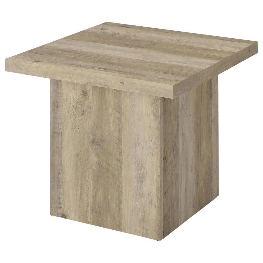 Devar - Square Engineered Wood End Table - Distressed Pine - Image 4