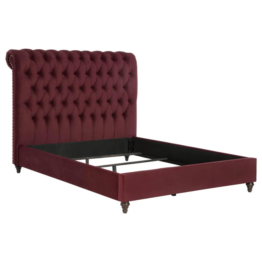Devon 57-inch Upholstered Panel Bed Wine Red - Image 18