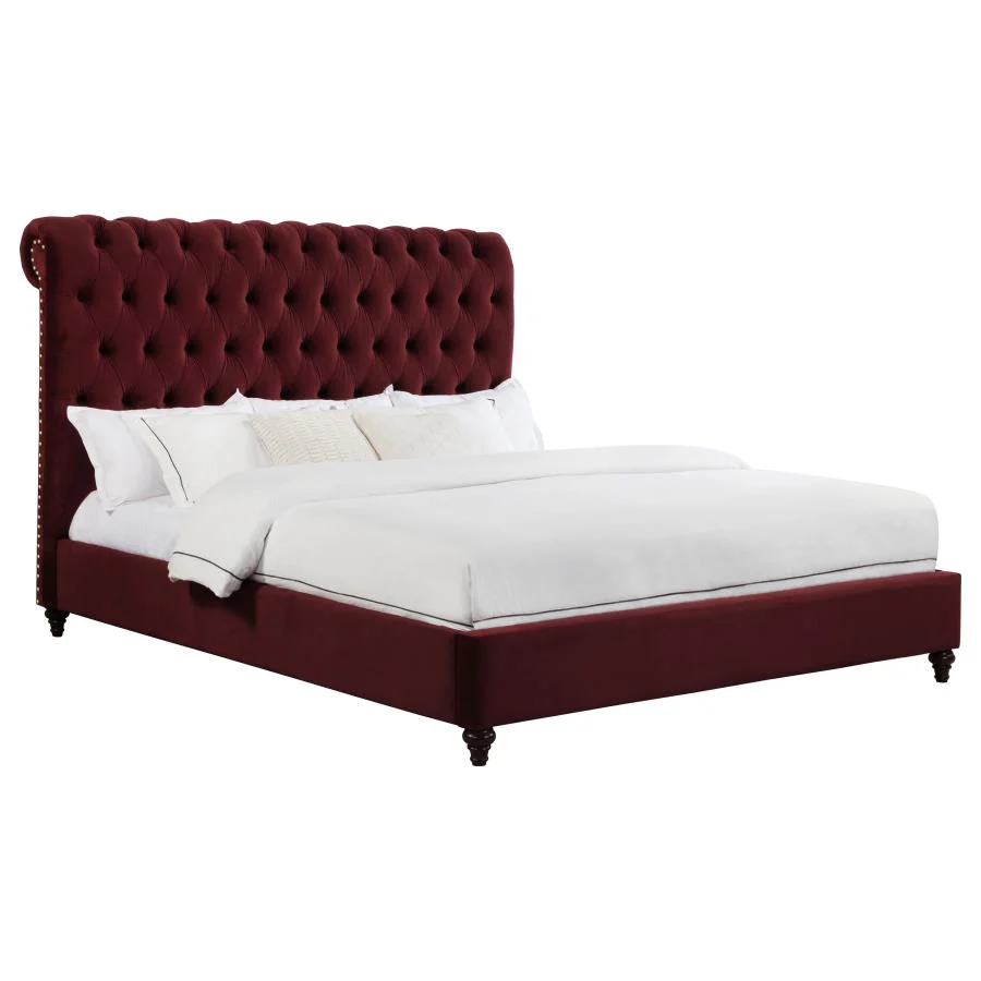 Devon 57-inch Upholstered Panel Bed Wine Red - Image 3