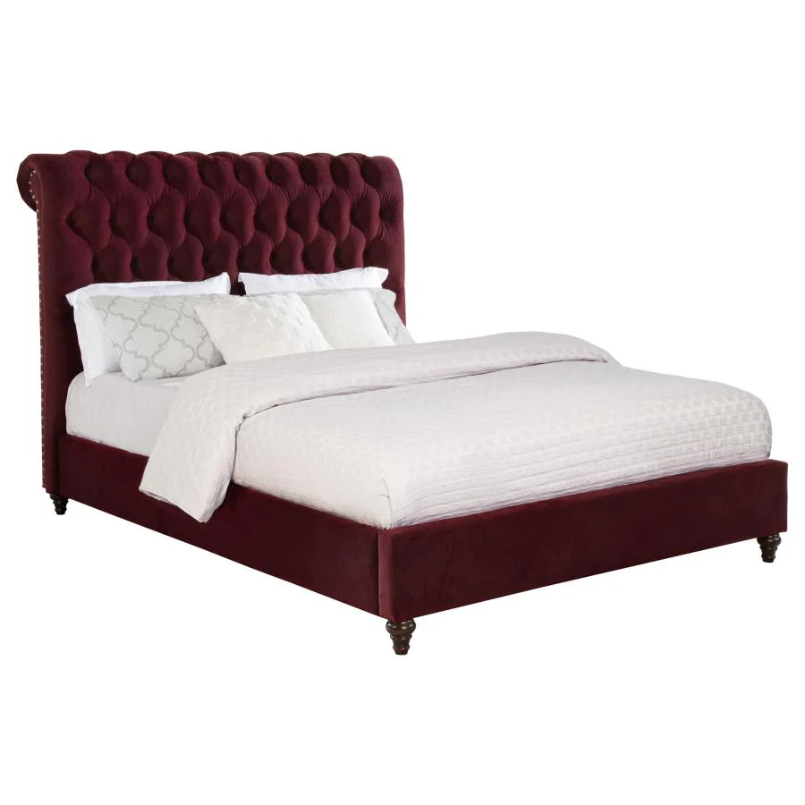 Devon 57-inch Upholstered Panel Bed Wine Red - Image 4