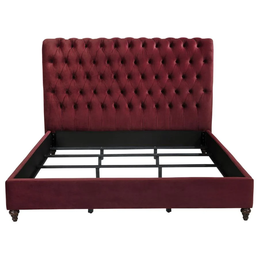 Devon 57-inch Upholstered Panel Bed Wine Red - Image 5