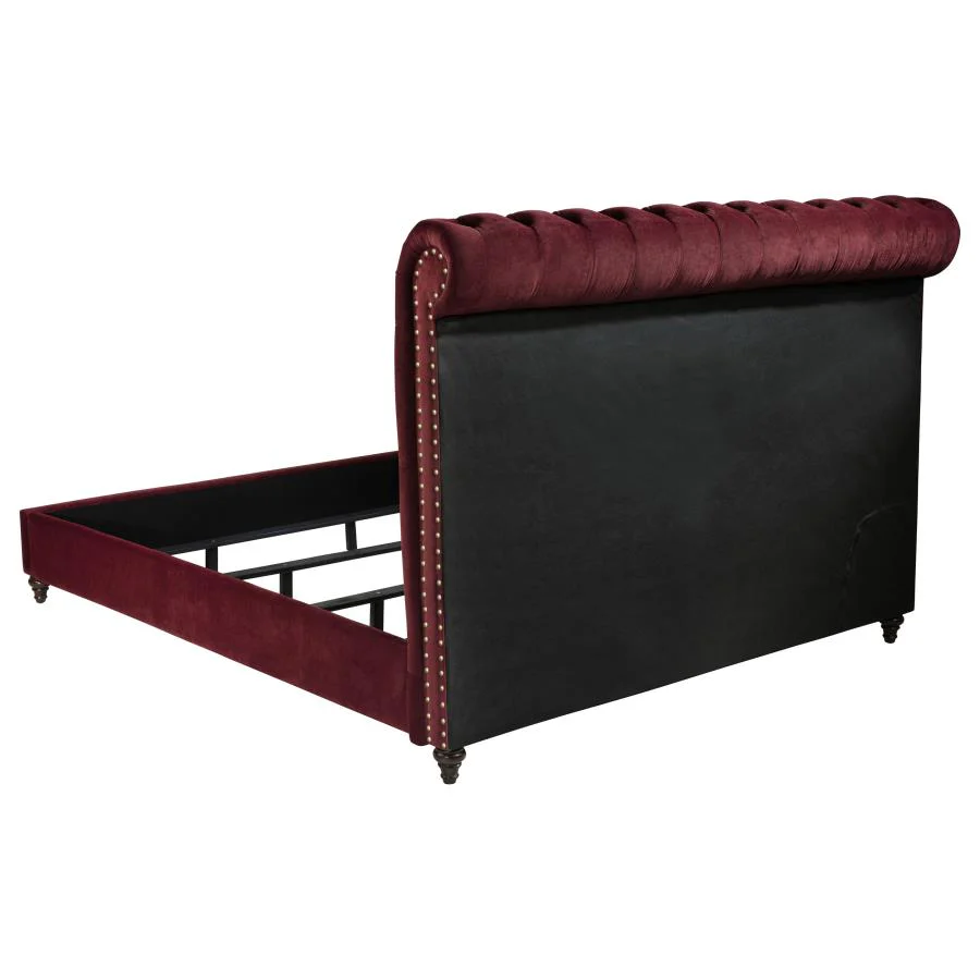Devon 57-inch Upholstered Panel Bed Wine Red - Image 7