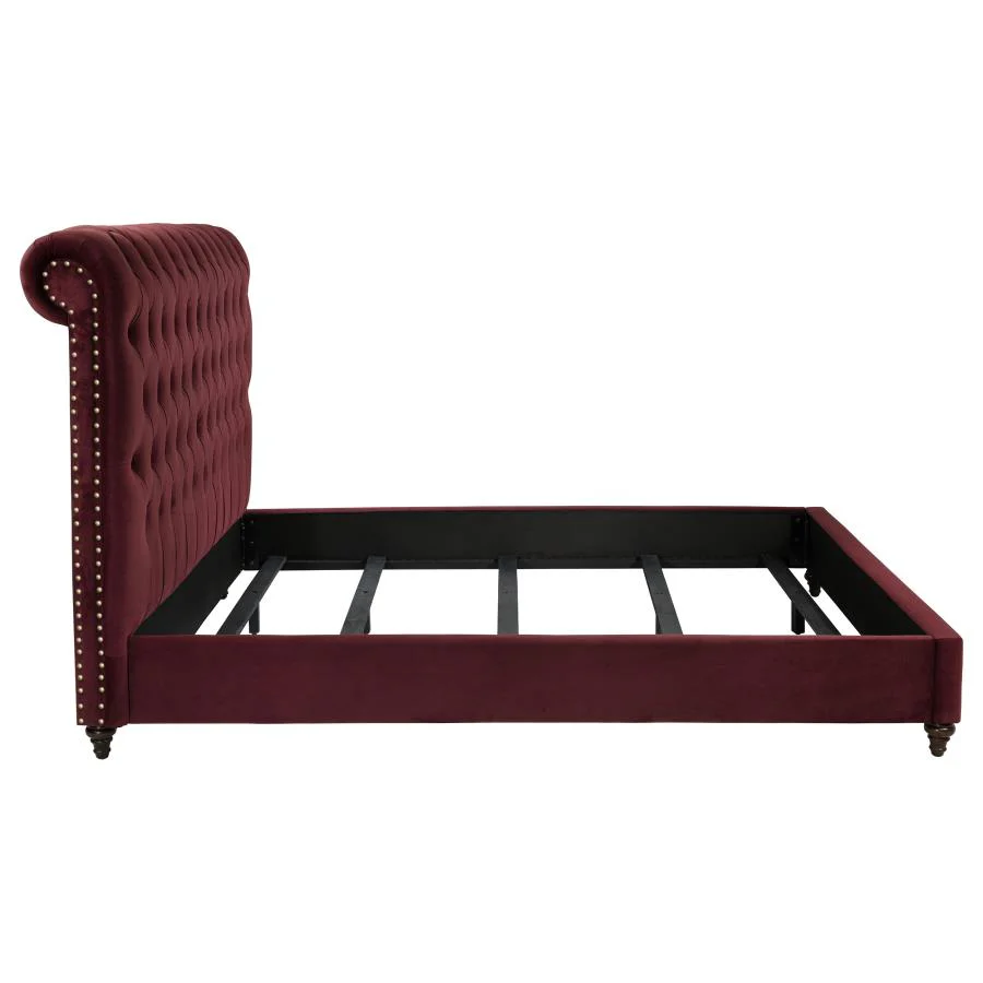 Devon 57-inch Upholstered Panel Bed Wine Red - Image 9