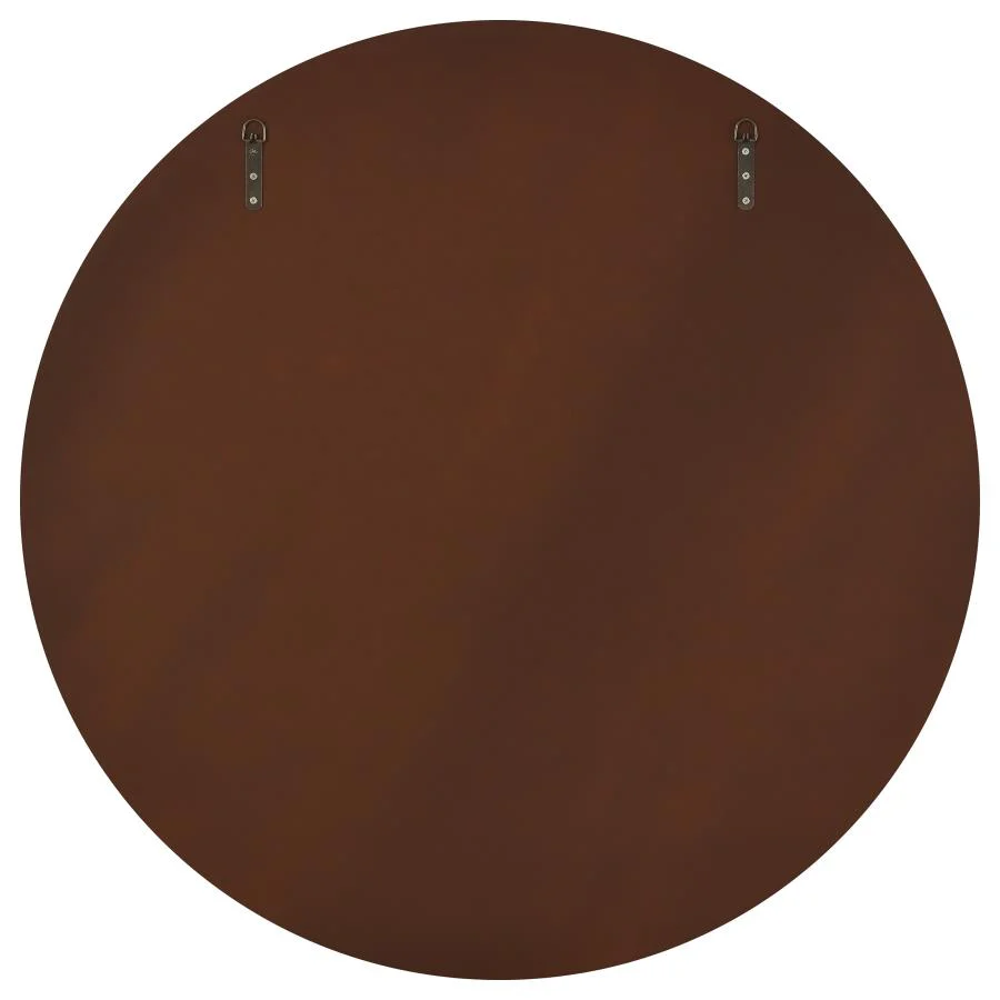 Dexter 40 x 40 Inch Round Reeding Frame Wall Mirror Brown - Image 4