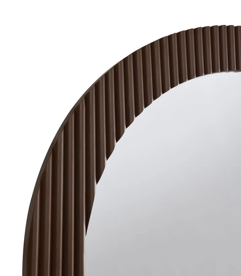 Dexter 40 x 40 Inch Round Reeding Frame Wall Mirror Brown - Image 5