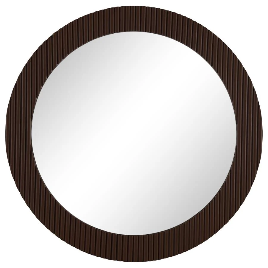 Dexter 40 x 40 Inch Round Reeding Frame Wall Mirror Brown - Image 7