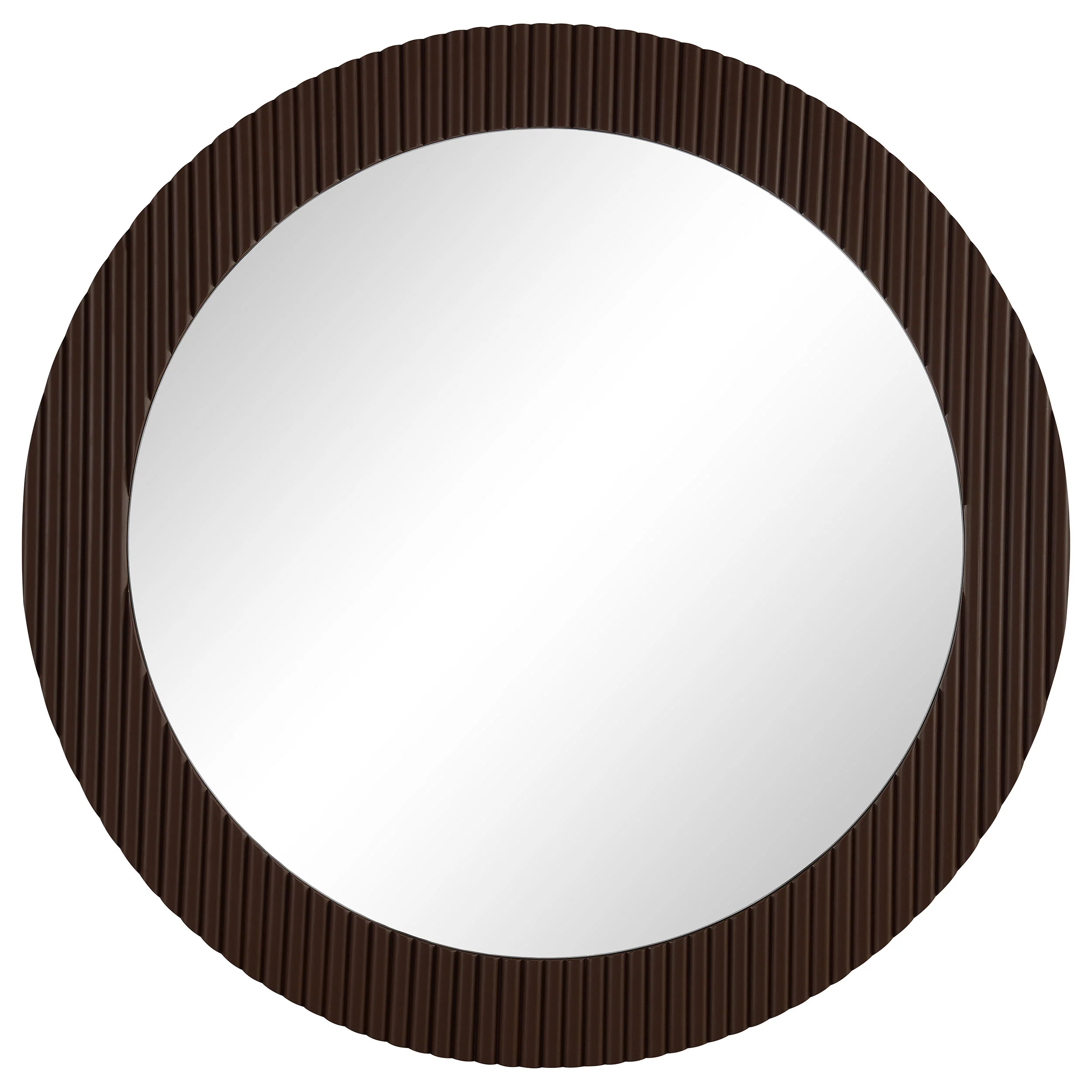 Dexter 40 x 40 Inch Round Reeding Frame Wall Mirror Brown - Image 8