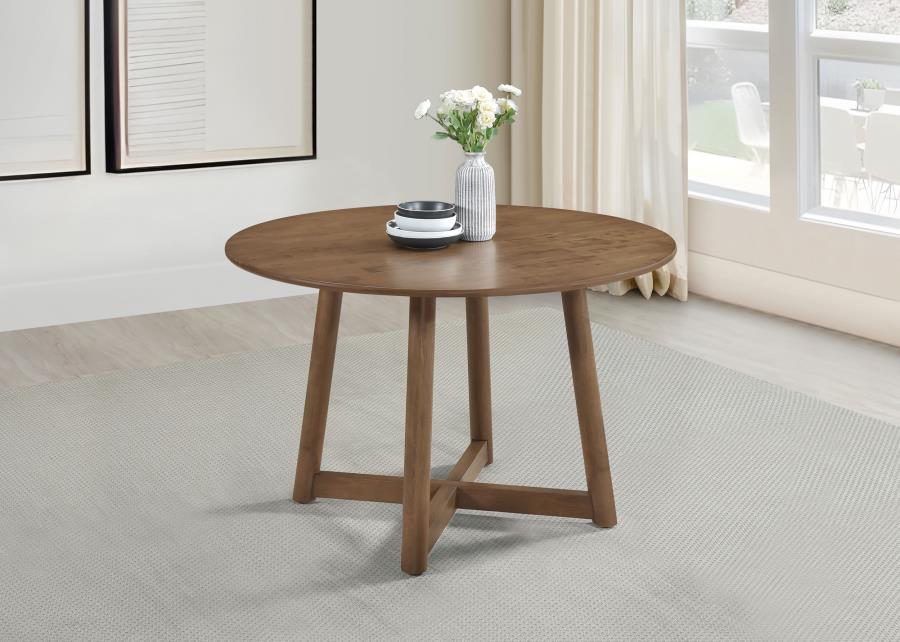 Dinah - Round Solid Wood Dining Table - Walnut - Image 2