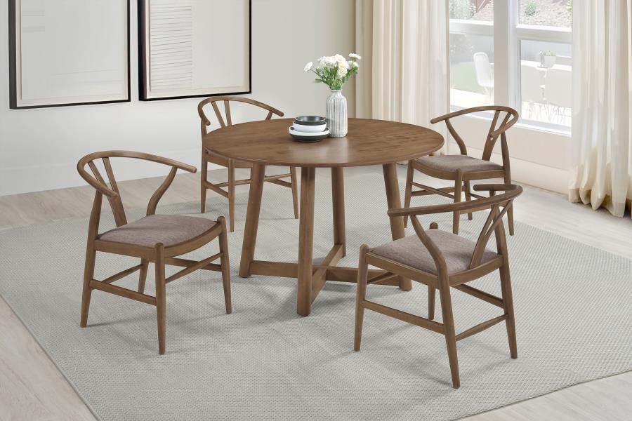 Dinah - Round Solid Wood Dining Table - Walnut - Image 7