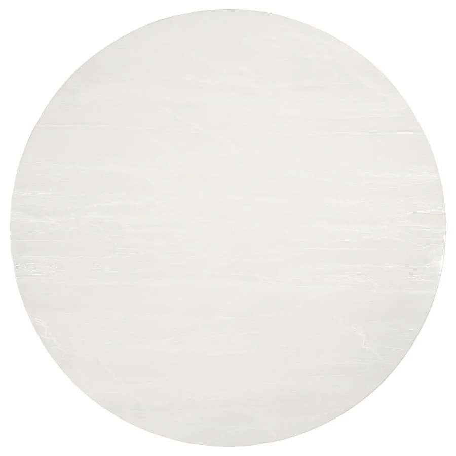 Gwynn - Round Marble Stainless Steel Dining Table - Gold - Image 5
