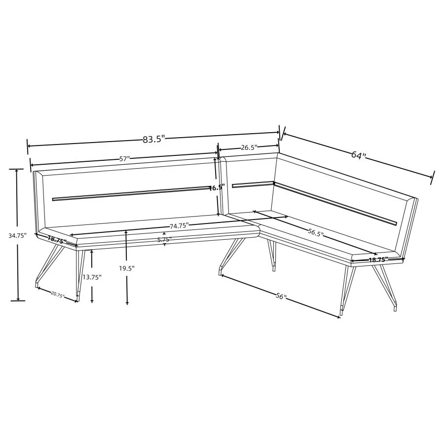 Dodson - Fabric Upholstered L-Shaped Nook Dining Bench - Image 16