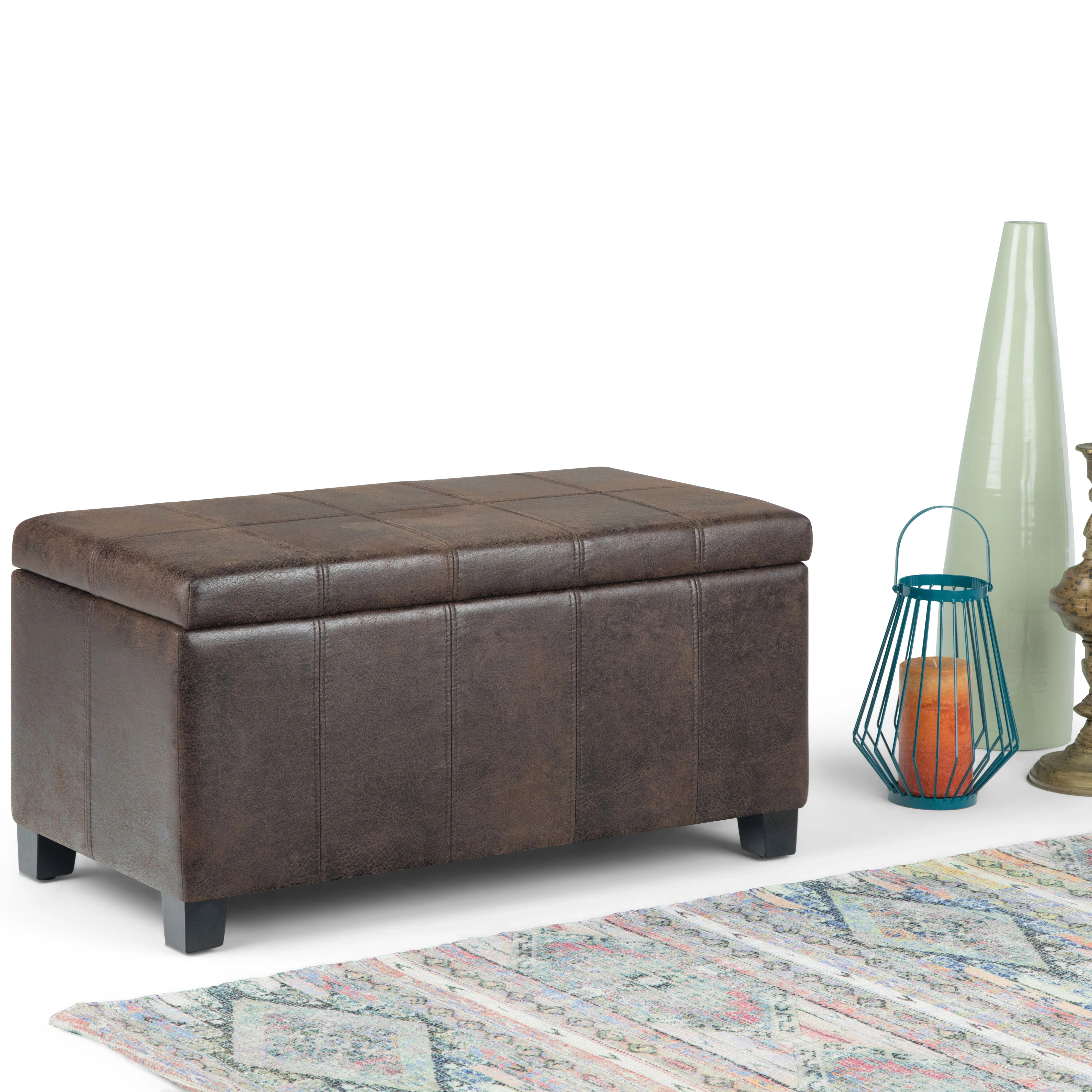 Dover - Storage Ottoman Bench - Distressed Brown - Image 3