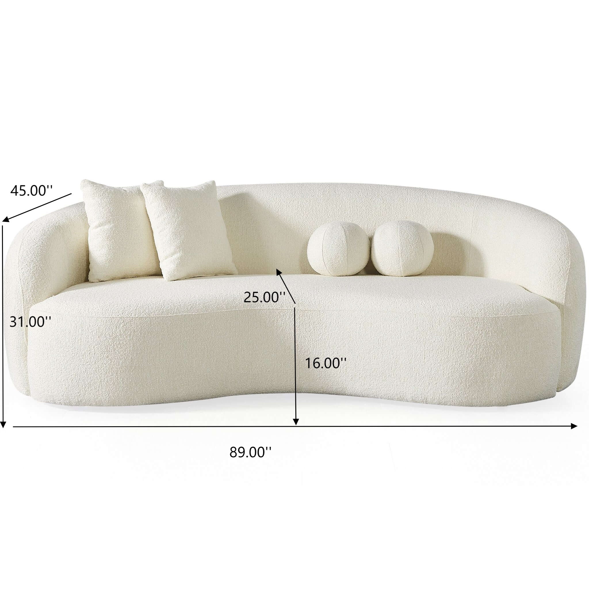 Drake - Japandi Style Curvy Boucle Sofa - Image 12