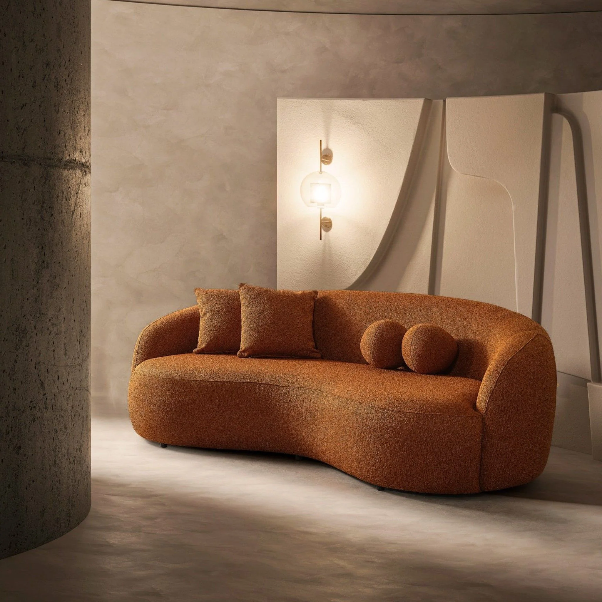 Drake - Japandi Style Curvy Boucle Sofa - Image 17