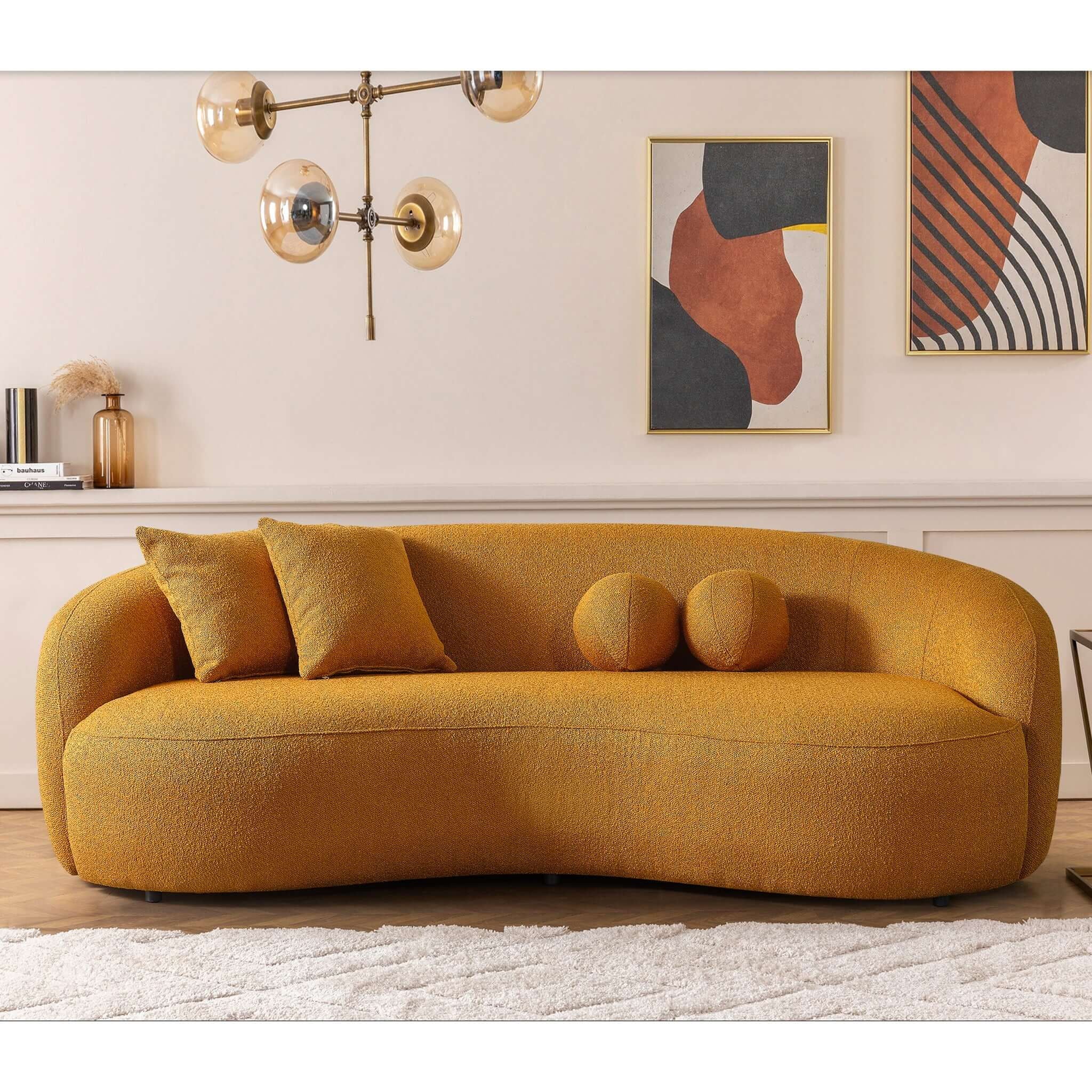 Drake - Japandi Style Curvy Boucle Sofa - Image 20