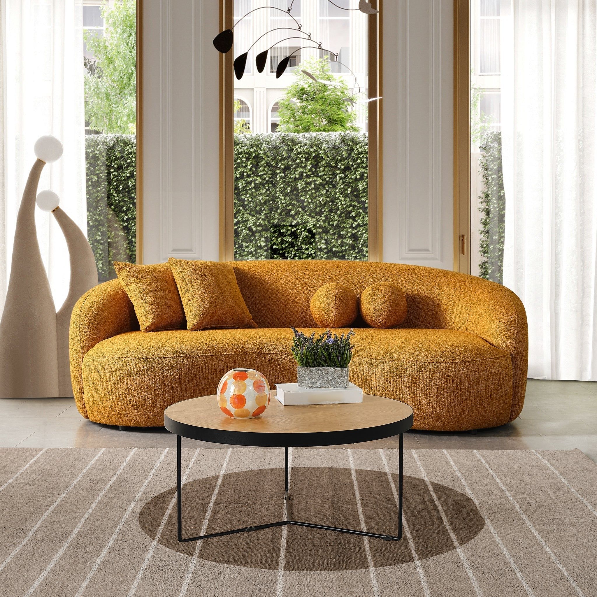 Drake - Japandi Style Curvy Boucle Sofa - Image 7