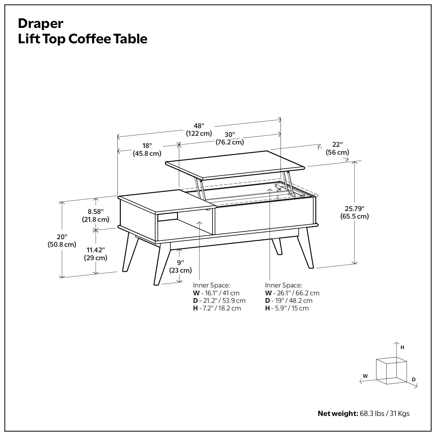 Draper - Lift Top Coffee Table - Teak - Image 4