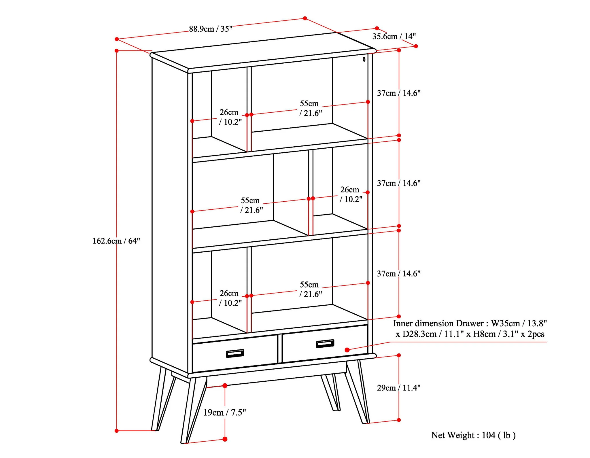 Draper - Mid Century Wide Bookcase And Storage Unit - Image 45