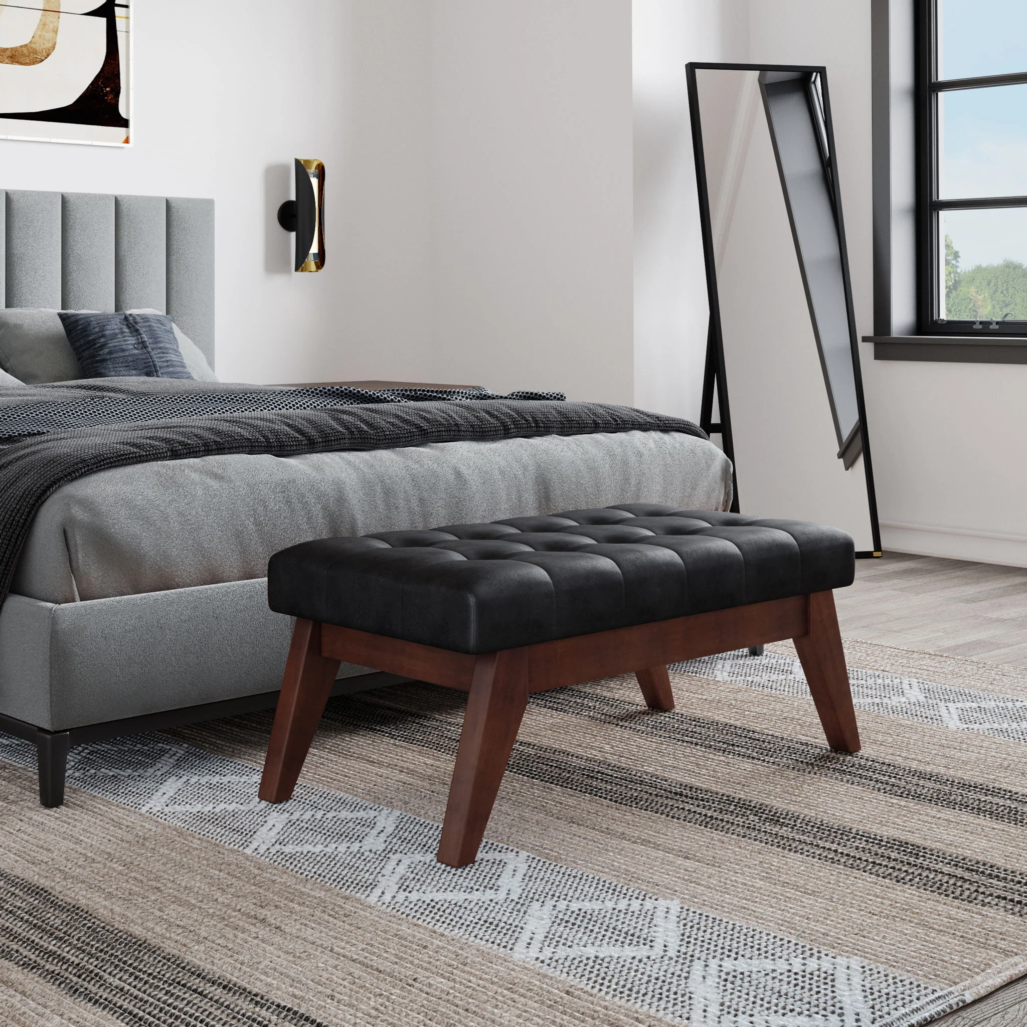 Draper - Upholstered Mid Century Tufted Ottoman Bench - Image 14