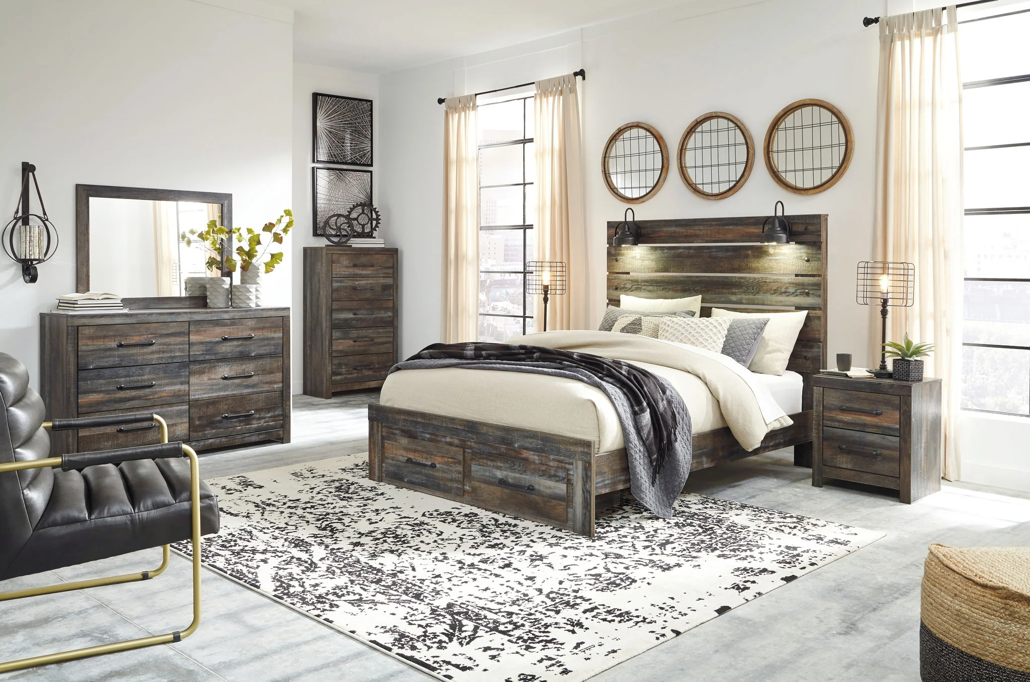 Drystan - Two Drawer Night Stand - Brown / Beige - Image 5