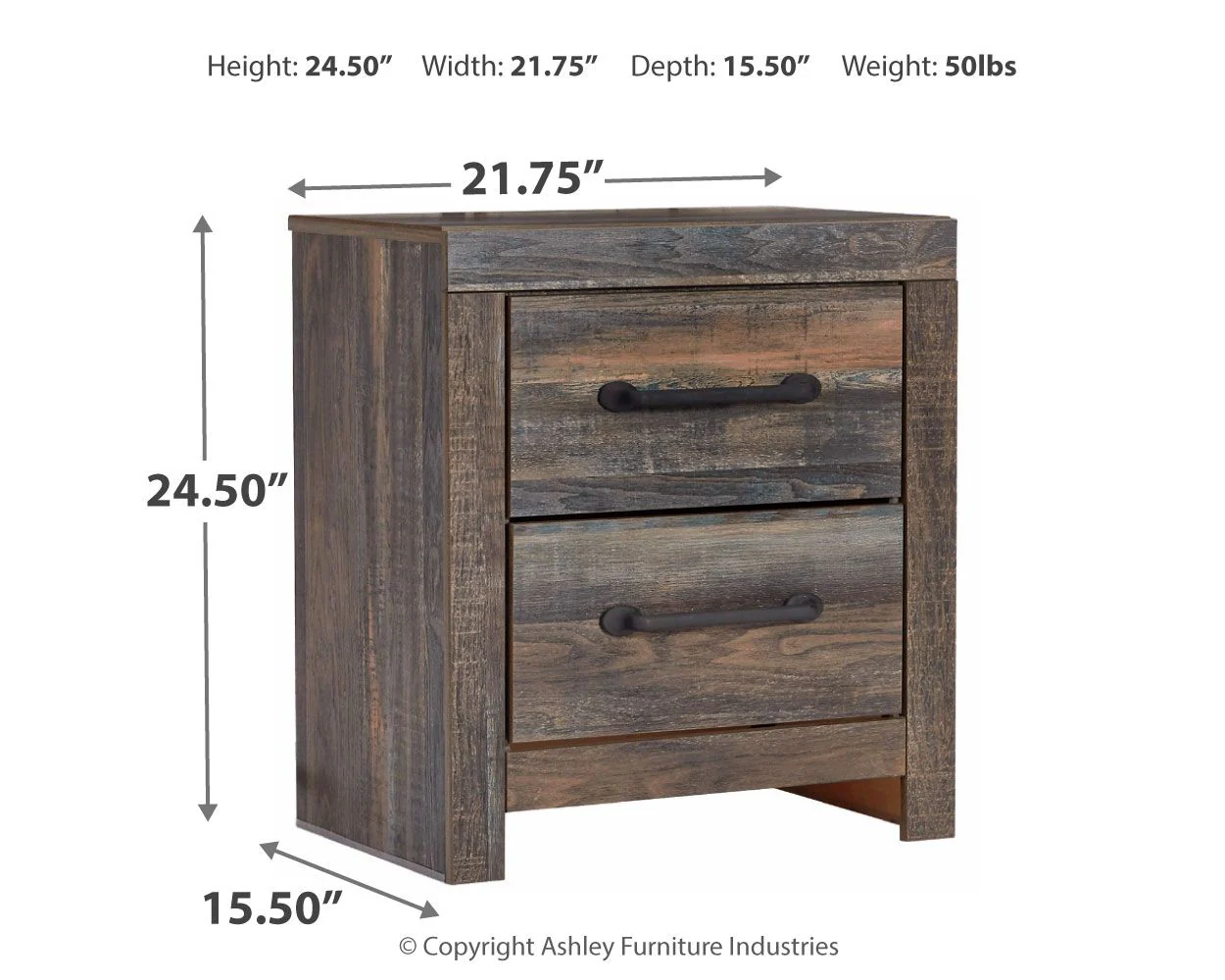 Drystan - Two Drawer Night Stand - Brown / Beige - Image 8