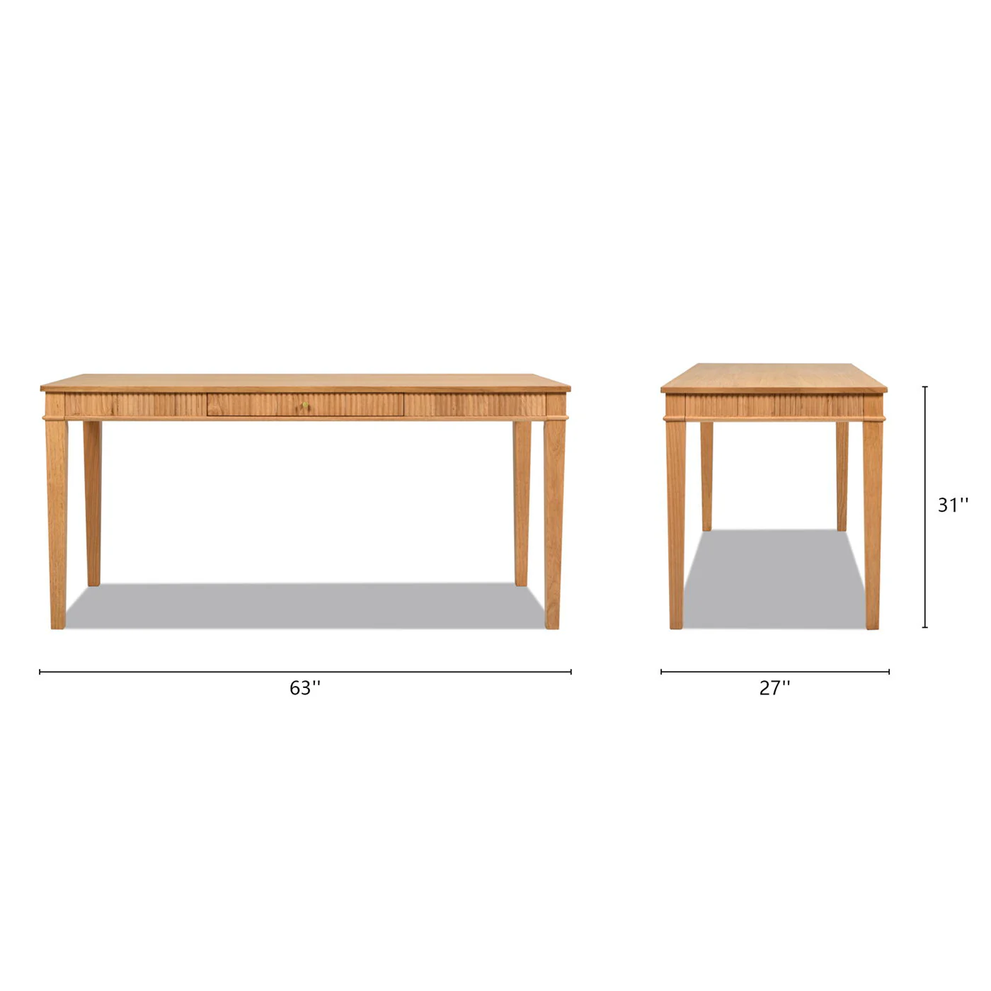 Dumont - Modern Farmhouse 1 Drawer Fluted Home Office Writing Desk - Natural Blonde - Image 5