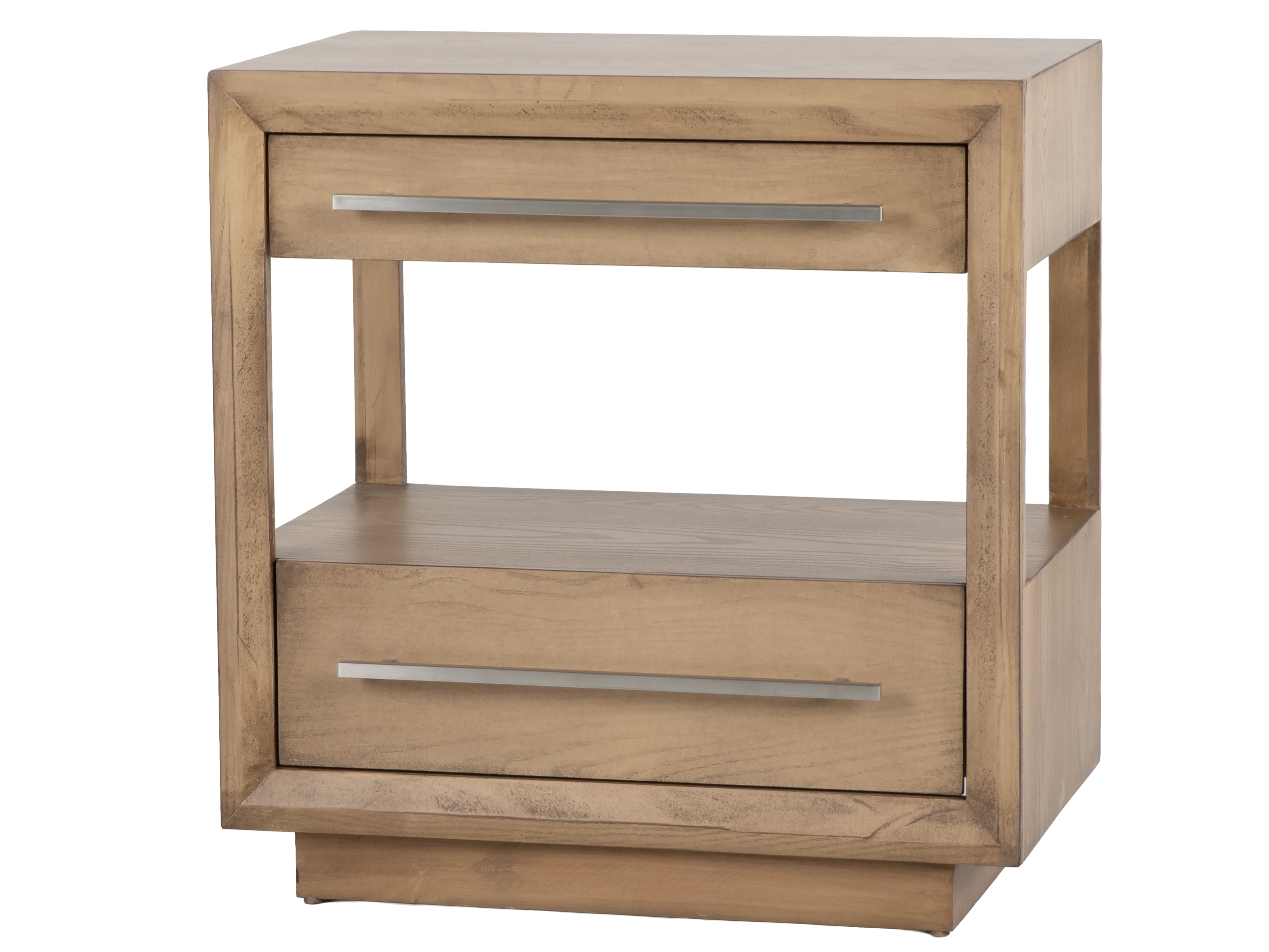 Durango Fondo Moka Modern 2-Drawer Nightstand with Open Shelf & Long Silver Pulls - Image 3