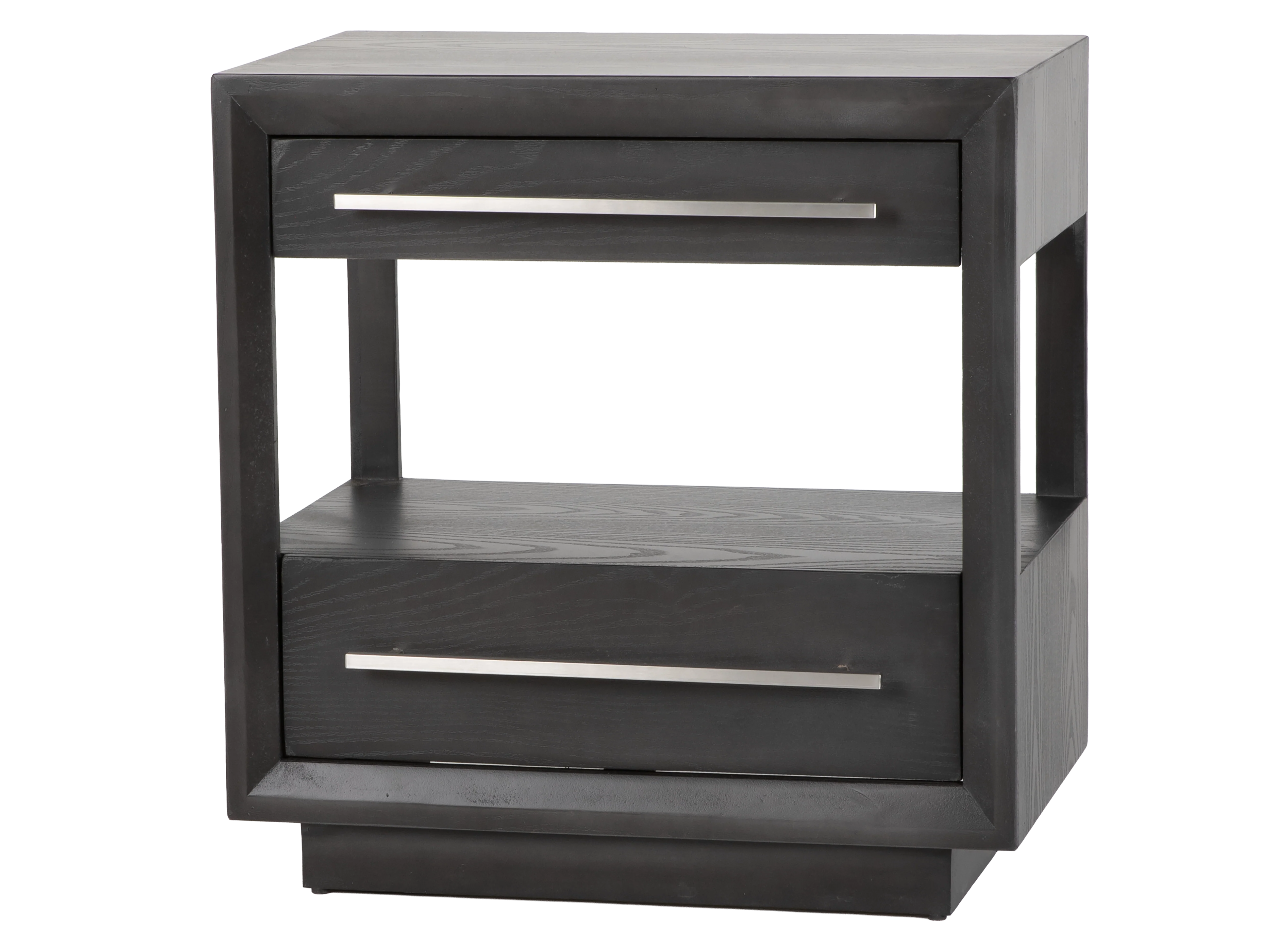 Durango Sofia Grey 2-Drawer Nightstand with Open Shelf & Brushed Pewter Bar Pulls - Image 2