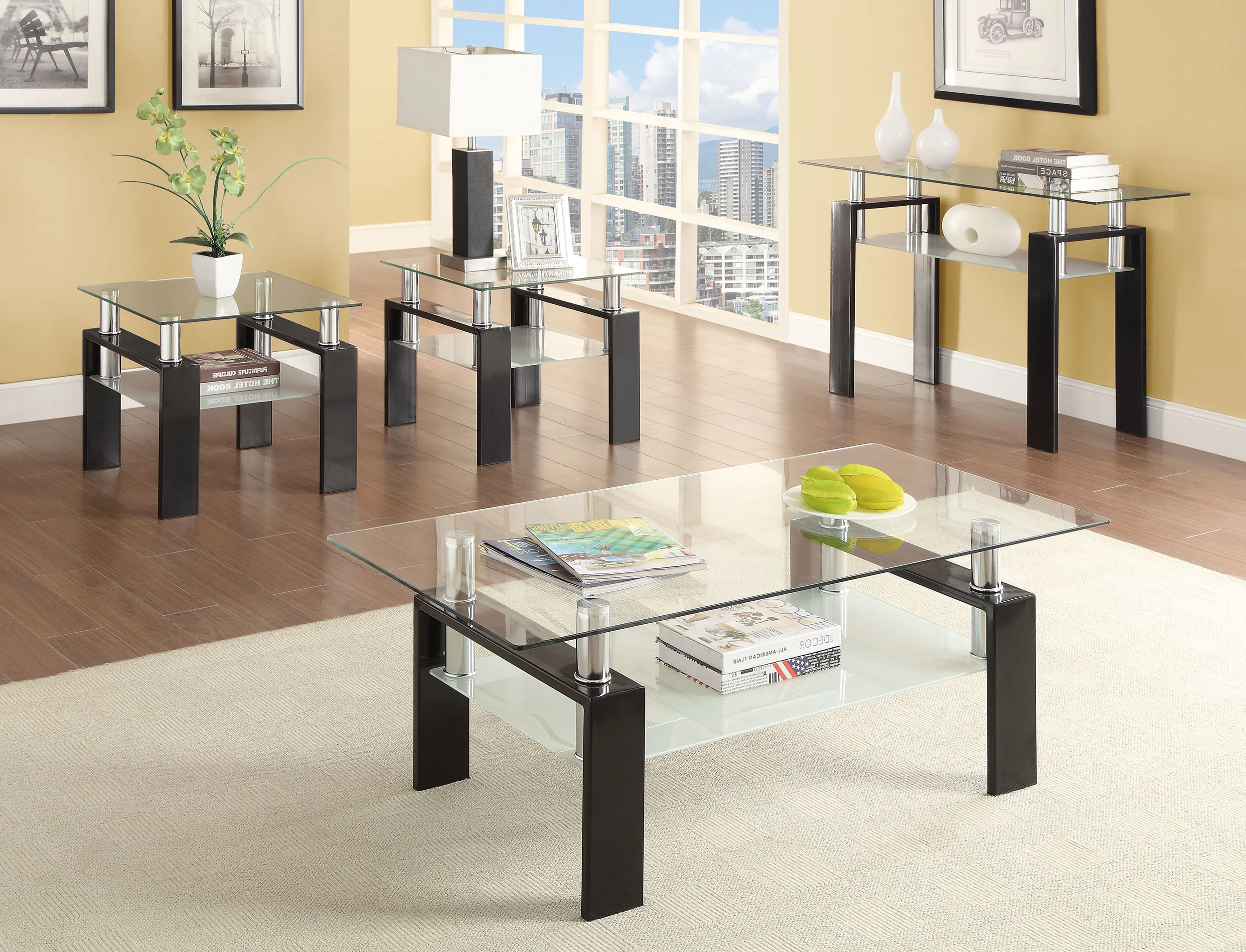 Dyer 1-shelf Square Glass Top Side End Table Black - Image 4